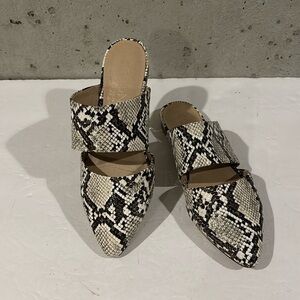Coconuts By Matisse Brown and Tan Shay Snakeskin Mules -Size 6.5